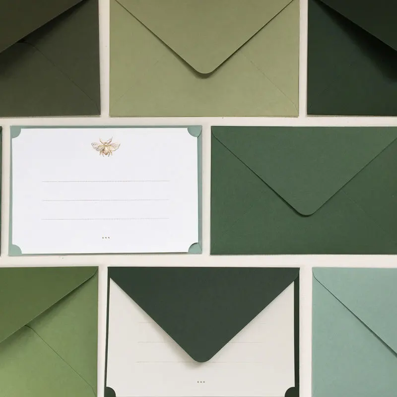 105mmX155mm (5pcs/lot) Green Color Series Art Paper Envelopes Japanese Rosa Paper Greeting Card Envelopes