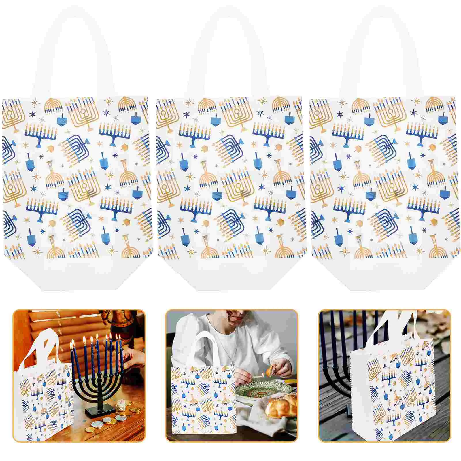 10 Pcs Hanukkah Gift Bag Party Bags Candlestick Wrapping Packing Heat-bonded Non-woven Fabric