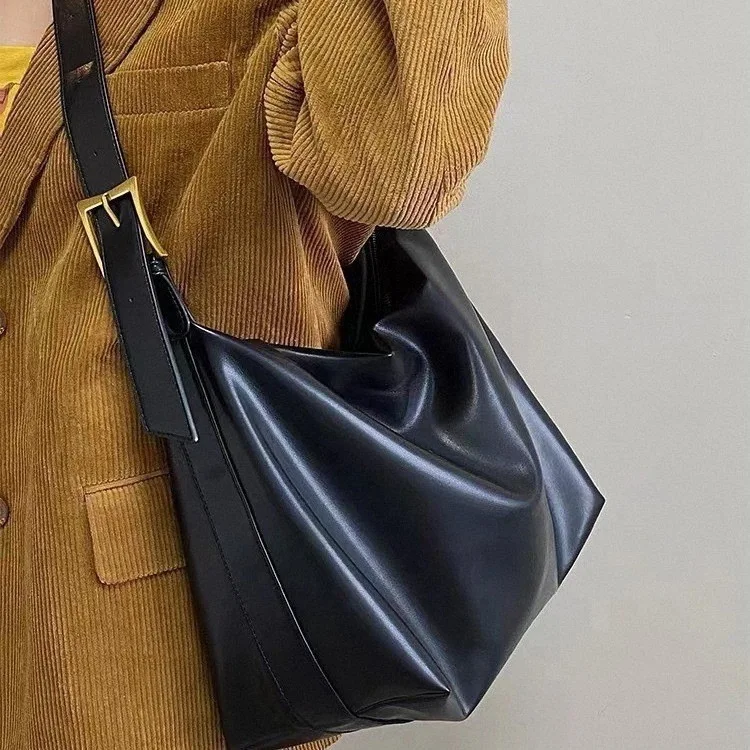Vintage Pillow Design PU Leather Boston Handbag For Women Casual Large Capacity Shoulder Crossbody Bags Fashion