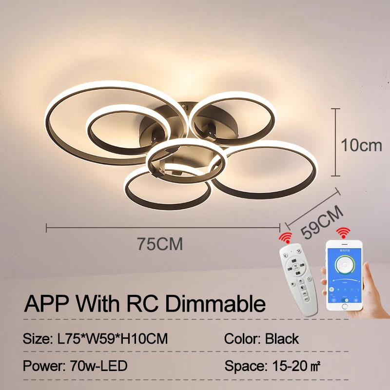 Zwart/Wit Moderne Led Kroonluchter Lamp Dimbare Cirkel Ringen Voor Woonkamer Slaapkamer decoratie Plafond Kroonluchter verlichtingsarmaturen