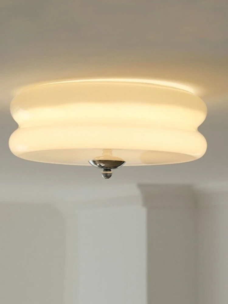 Lampy sufitowe z mlecznobiałego szkła, szklane lampy w kształcie jajka, minimalistyczne, w stylu skandynawskim, kremowe, do salonu, korytarza, sypialni. — 2