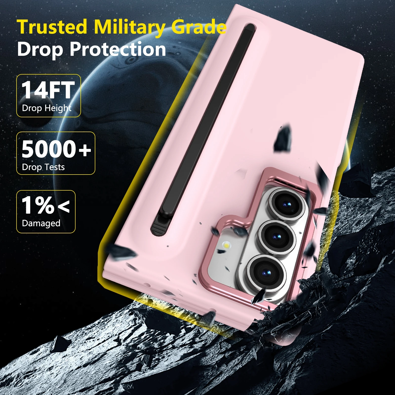 

For Samsung Galaxy Z Fold 7 Lens Holder with Pen Slot 9H Tempered Glass Shell Film Integrated Drop Resistant Phone Case