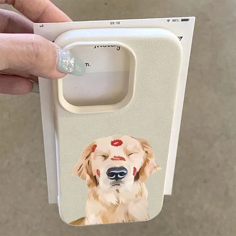 Cute Golden Retriever Red Lip Print Phone Case for Samsung Galaxy A16 A15 A36 A55 A56 A35 5G S25 S24 S23 Ultra S22 Plus FE Cover - view 2