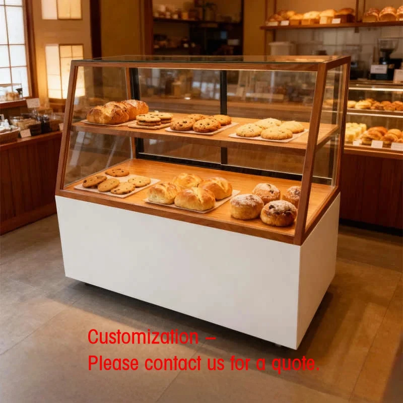 custom.Commercial Metal Supermarket Bakery Bread Display LED Lighting Durable Vintage Non-Refrigera