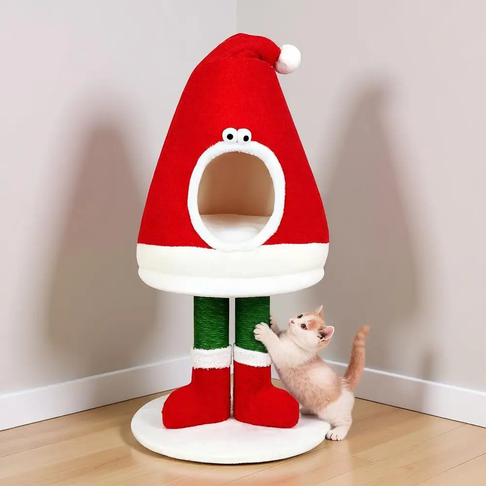 

30 inch Tall Natural Sisal Rope Cat Tower Toys, Activity Center, Indoor Decor Cat Bed for Cats