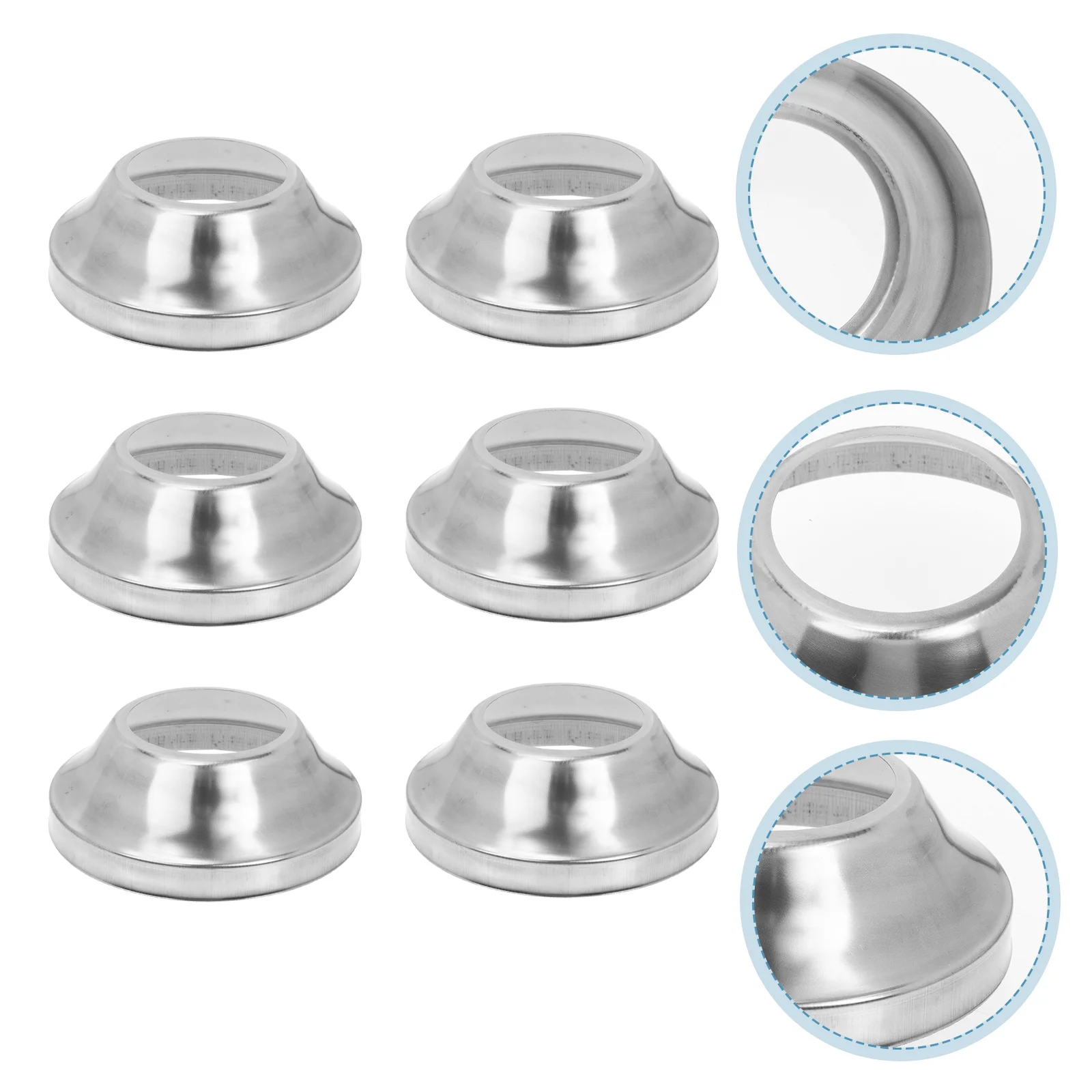 

6 Pcs Post Sleeve Metal Railing Column Base Deck Skirt Flange Round Armrest Trim Anchors