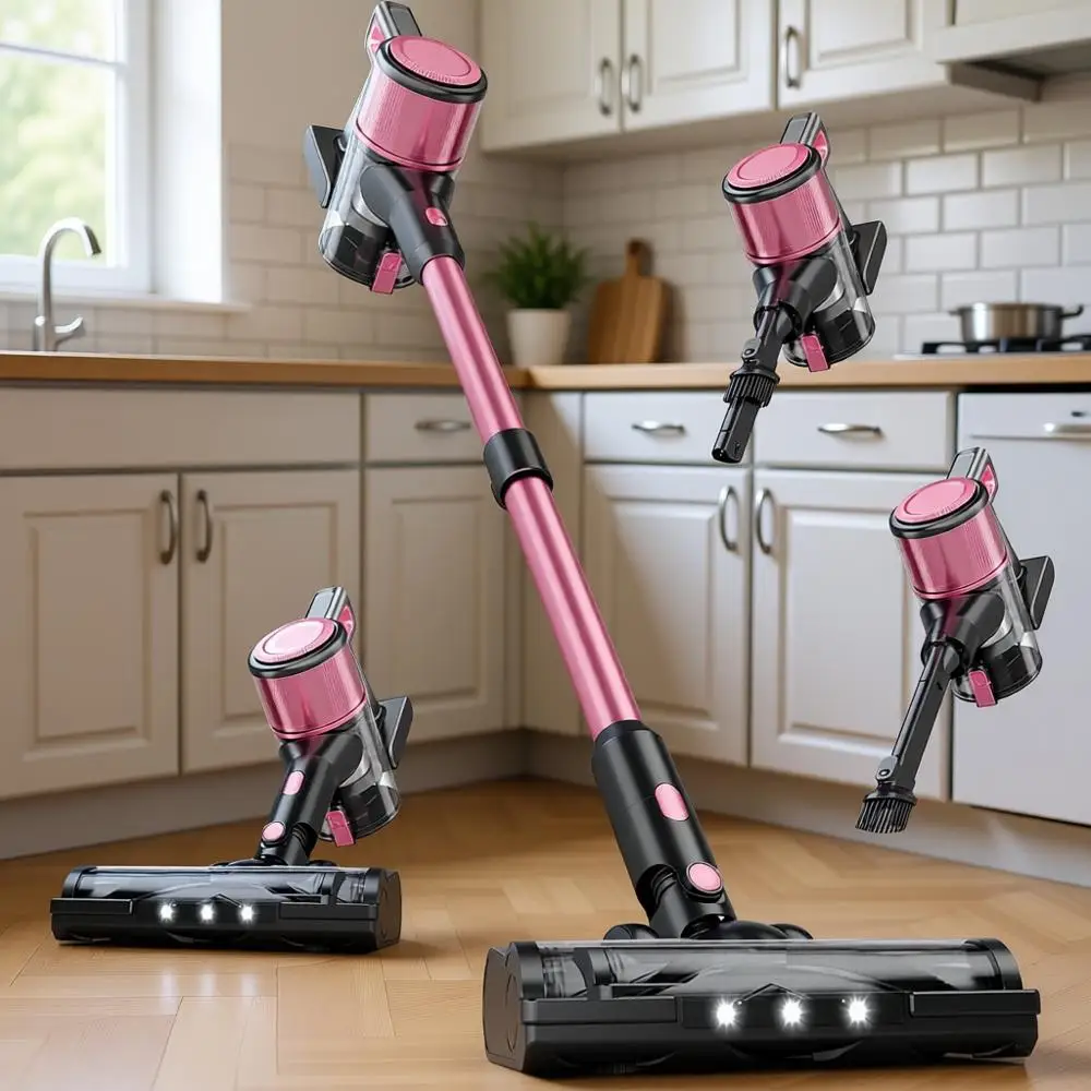 

38Kpa Powerful Stick Vacuum Cleaner with 45mins Rechargeable Battery, LED Anti-Brush, 8-in-1 Handheld Vacuum Cleaners for Home/P