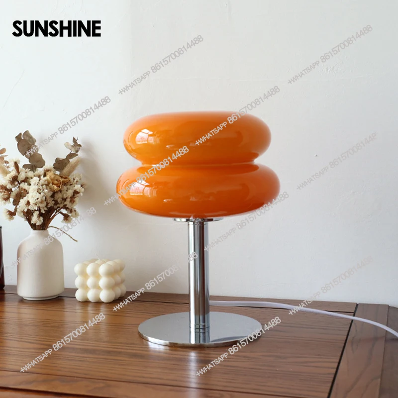 

Macaron Glass Table Lamp Trichromatic Dimming Living Room Atmosphere Lamps Eye Protection Night Light Girl Bedroom Bedside Decor
