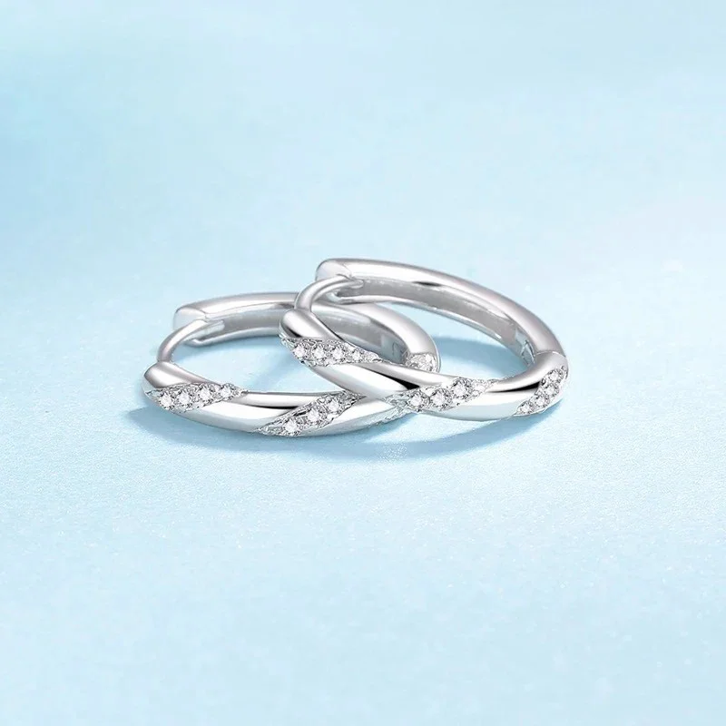 

Daughter PT950 Platinum Birthday Gift 0.348CT Moissanite Diamond Women Valentine's Day 18K White Gold Wedding Hoop Earrings Girl