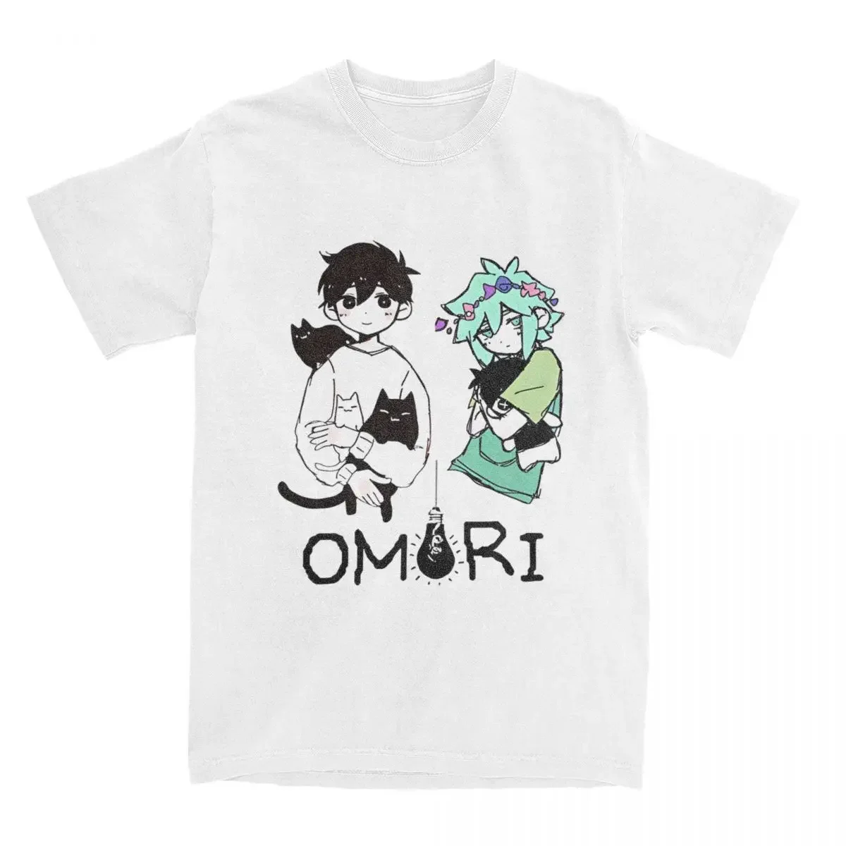 Men Women's Omori And Cat Cartoon Shirt Merch Cotton Tops T-shirt Funny Tees Adult