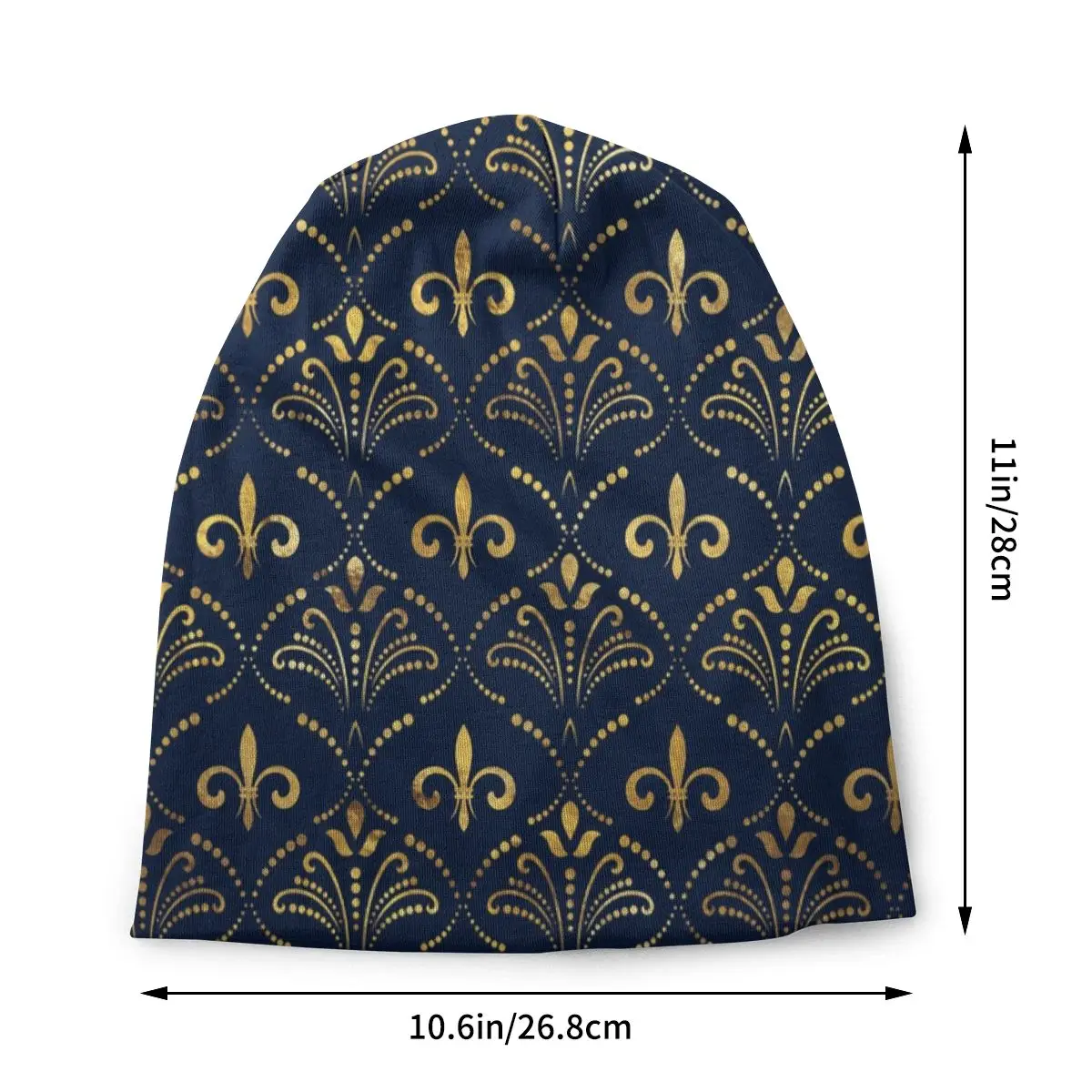 Custom Elegant Fleur-de-lis Pattern Beanies Caps For Unisex Cool Warm Knitting Hat Adult Fleur De Lis Lily Flower Bonnet Hats