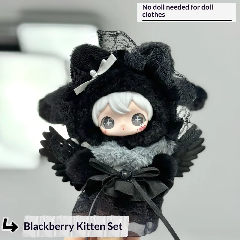 

Doll Clothes Black White Color Matching Rabbit Shining Winter Melody Plush Lace Bow Outfit For Sp Vinyl Doll Pendant