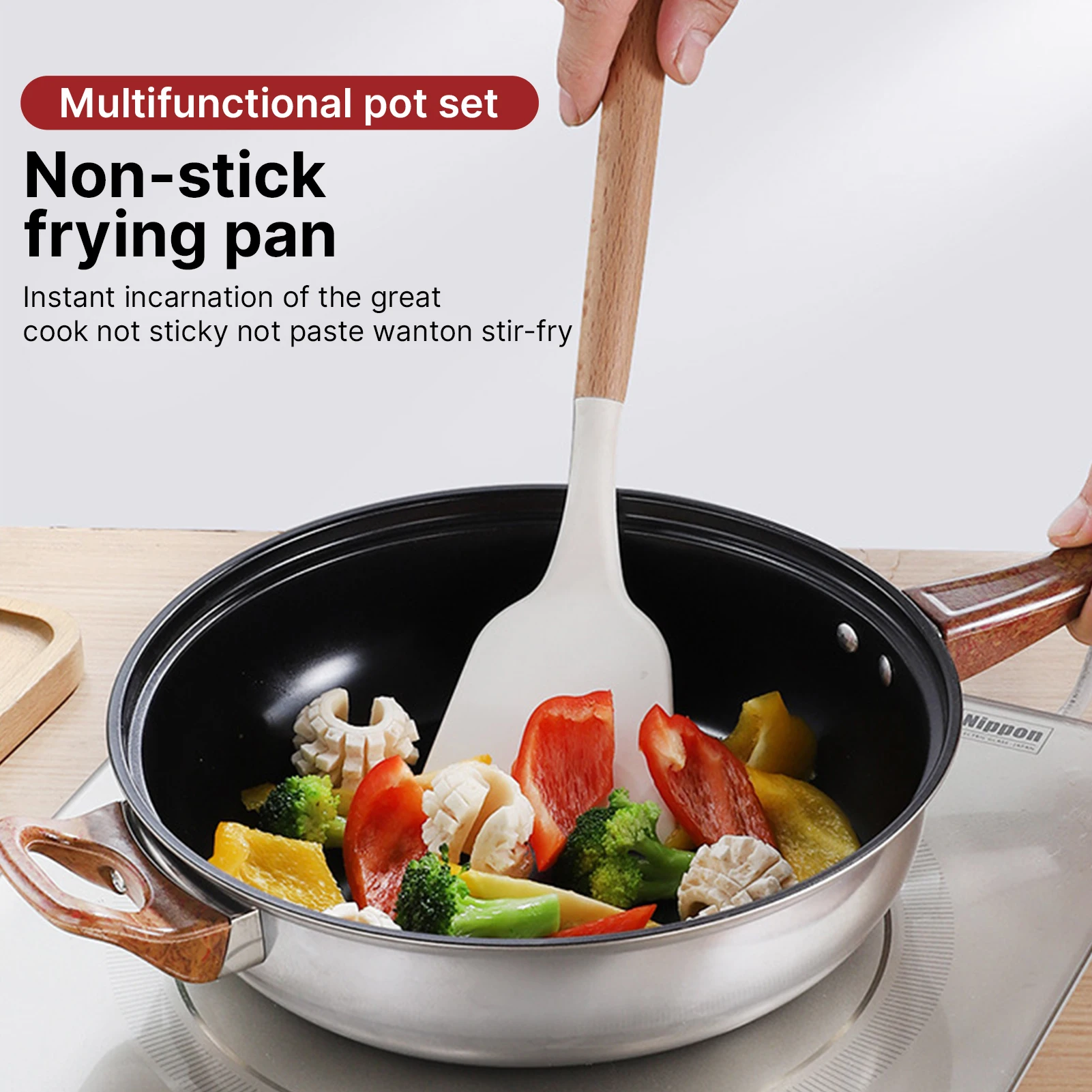 12 قطعة طقم أواني ومقالي للطهي مع غلاية 3 لتر غير لاصقة للمطبخ من الفولاذ المقاوم للصدأ طقم تحريض مع أغطية غسالة أطباق محمولة #6