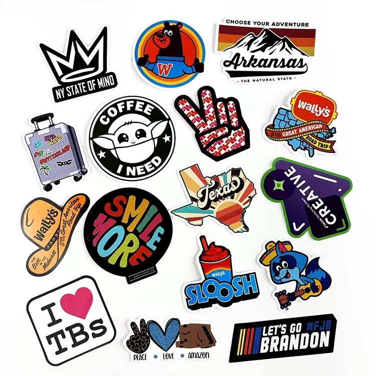 

100pcs Custom Sticker Printing Die Cut PVC Waterproof Personalized Sticker Vinyl Label Party Supplies Surface Bright Film