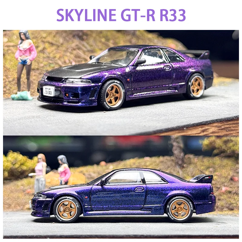 

POPRACE 1:64 Scale SKYLINE GT-R GTR R33 Alloy Simulation Car Model Collection Display Ornament Toy Gift
