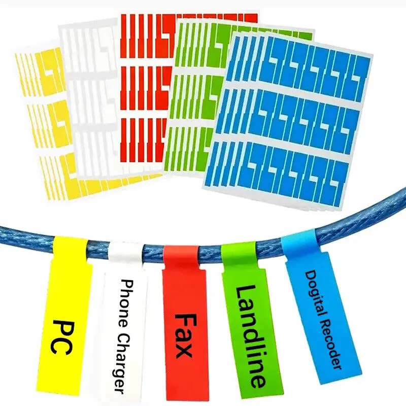 150Pcs Cable Wire Labels Tag Colorful Waterproof Identification Markers Self-adhesive Tags Stickers Fiber Wire Organizers