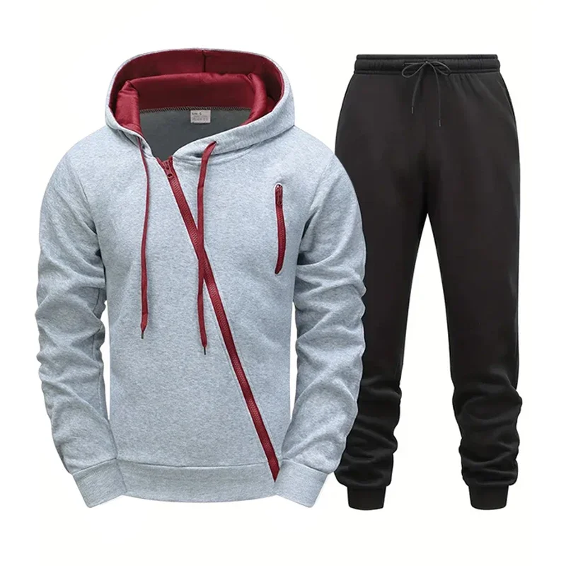 2026 Men's Jacket Tracksuit Casual Zip Sweatshirts Coat Outdoors Sports Jogging Hoodie Clothing Autumn Winter Single Tops Pants view 2