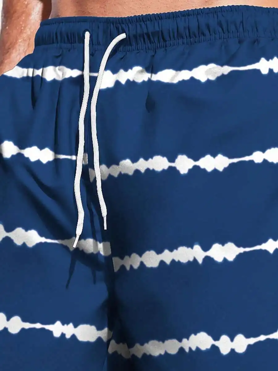 

Mens Striped Shorts Casual Elastic Waist Drawstring Lightweight Beach Shorts