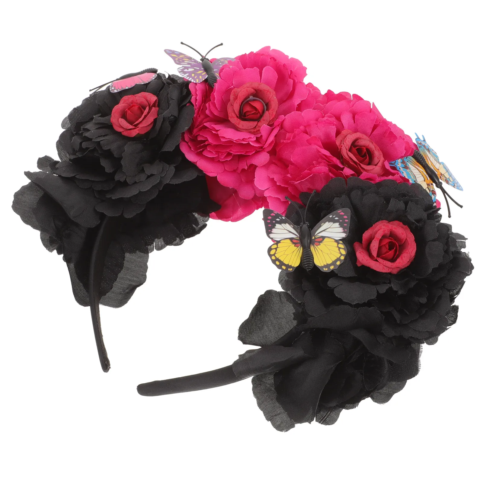 

Повязка на голову с бабочкой, дизайн пиона, модные аксессуары для волос, костюм на Хэллоуин, реквизит для фотосессии, женский обруч с розой