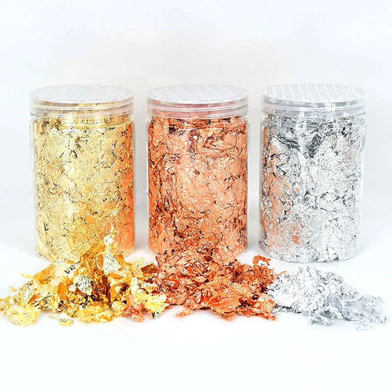 10g Imitation Gold Sliver Copper Foil Sequins Glitters Craft Leaf Flake Sheets Bulk Foil Paper For Gilding DIY Nail Art Decor