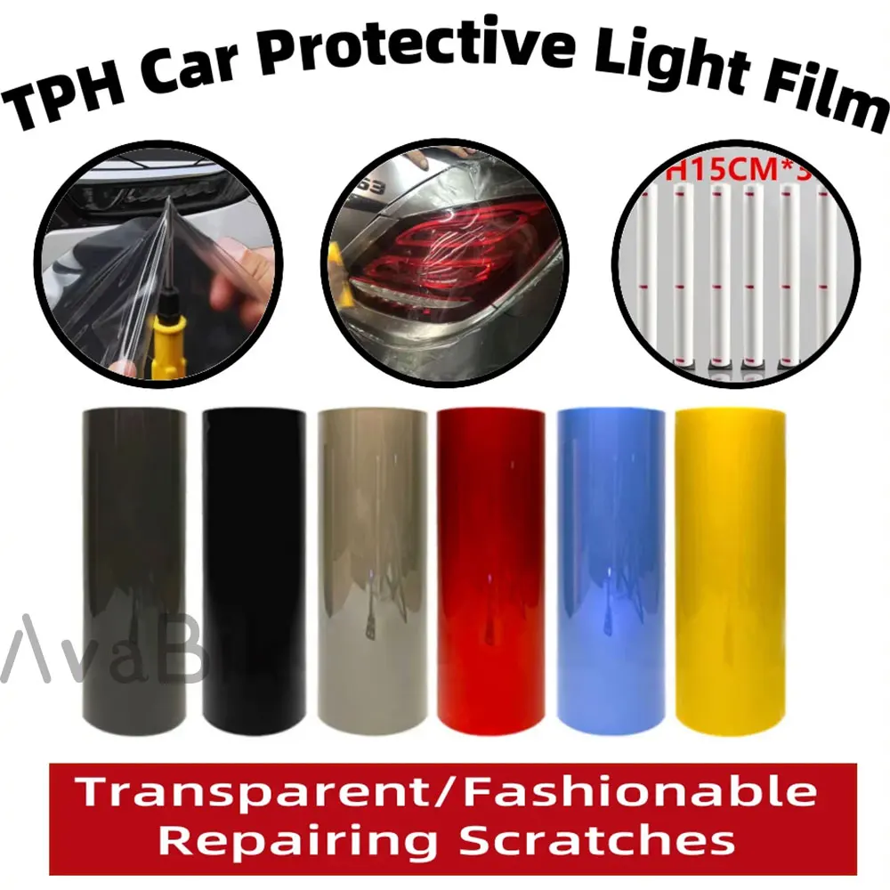 Luz antiniebla trasera para faro de coche, película de envoltura de vinilo TPH PPF, antiarañazos, autocuración, decoración de estilo de coche y motocicleta, negro, rojo y azul