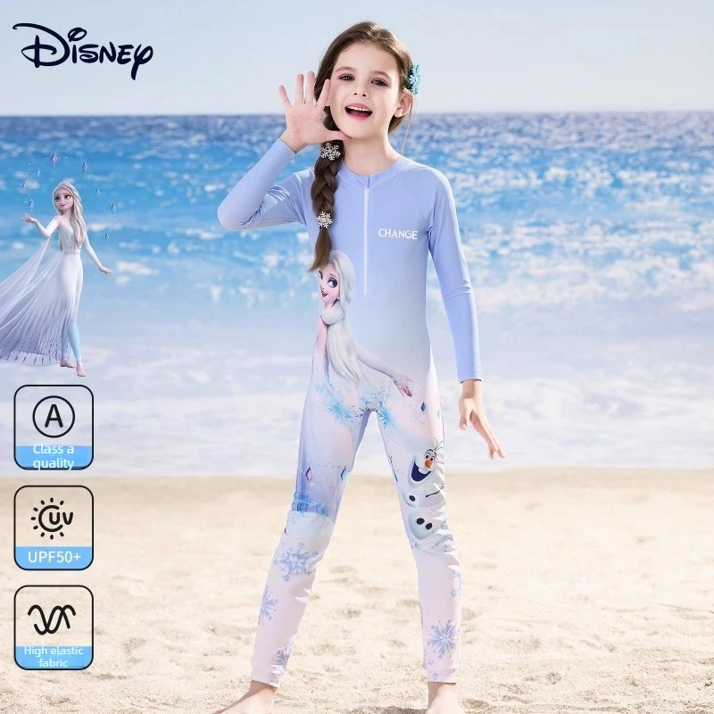 

Купальник Disney с защитой от солнца, брюки с длинными рукавами для детей, маленьких девочек, безопасный от ультрафиолета купальник для плавания и занятий горячими источниками