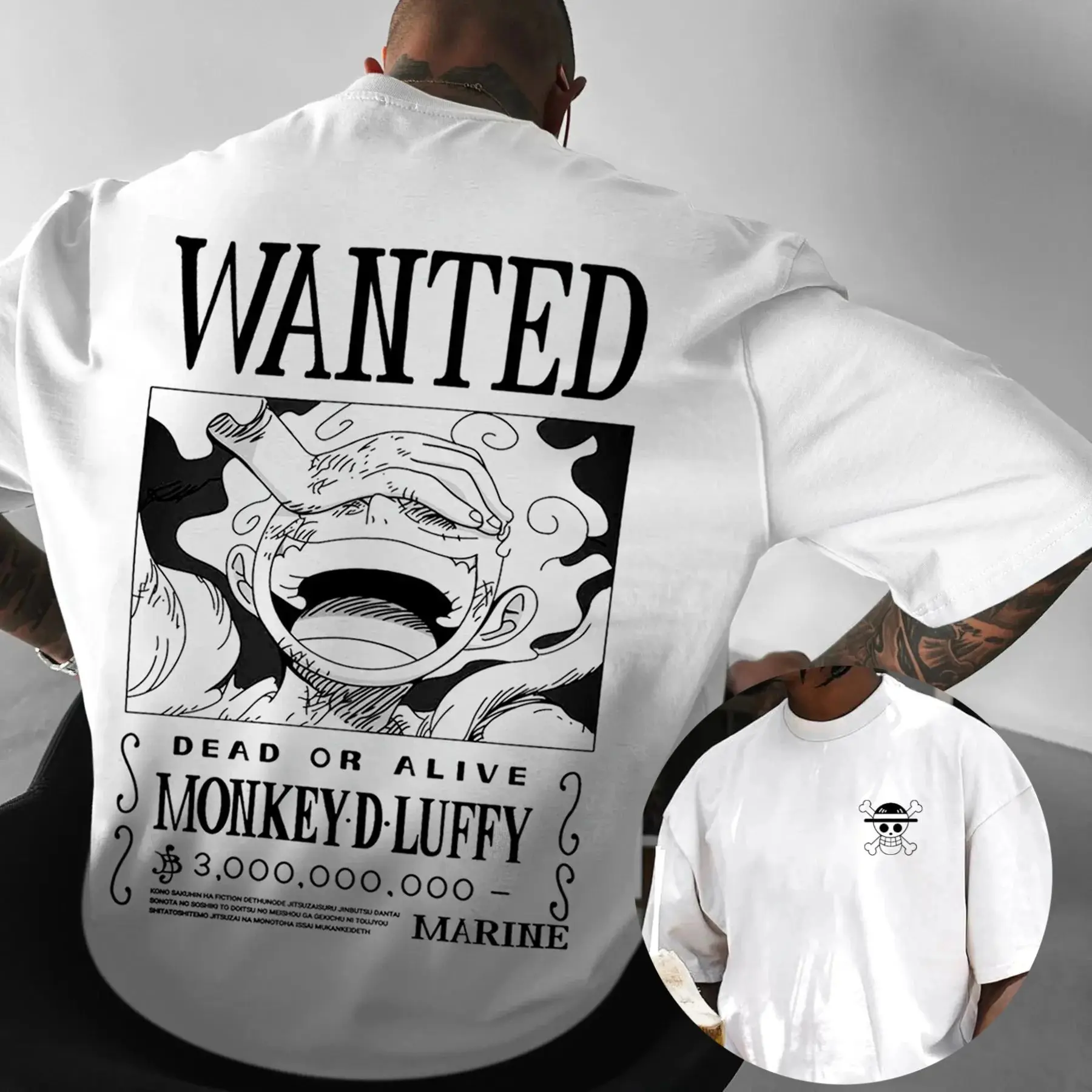 2026 New One Piece Luffy Printed T-Shirt Men's Summer Anime Fitness Pure Cotton T-Shirt Men's and Women's Casual Top Y2K