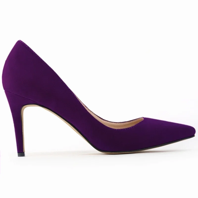 Zapatos de tacón sexis de gamuza de 8cm con punta ponited, tacones altos, moda de oficina, Stiletto, fiesta, zapatos de boda rojos, zapatos cómodos para mujer