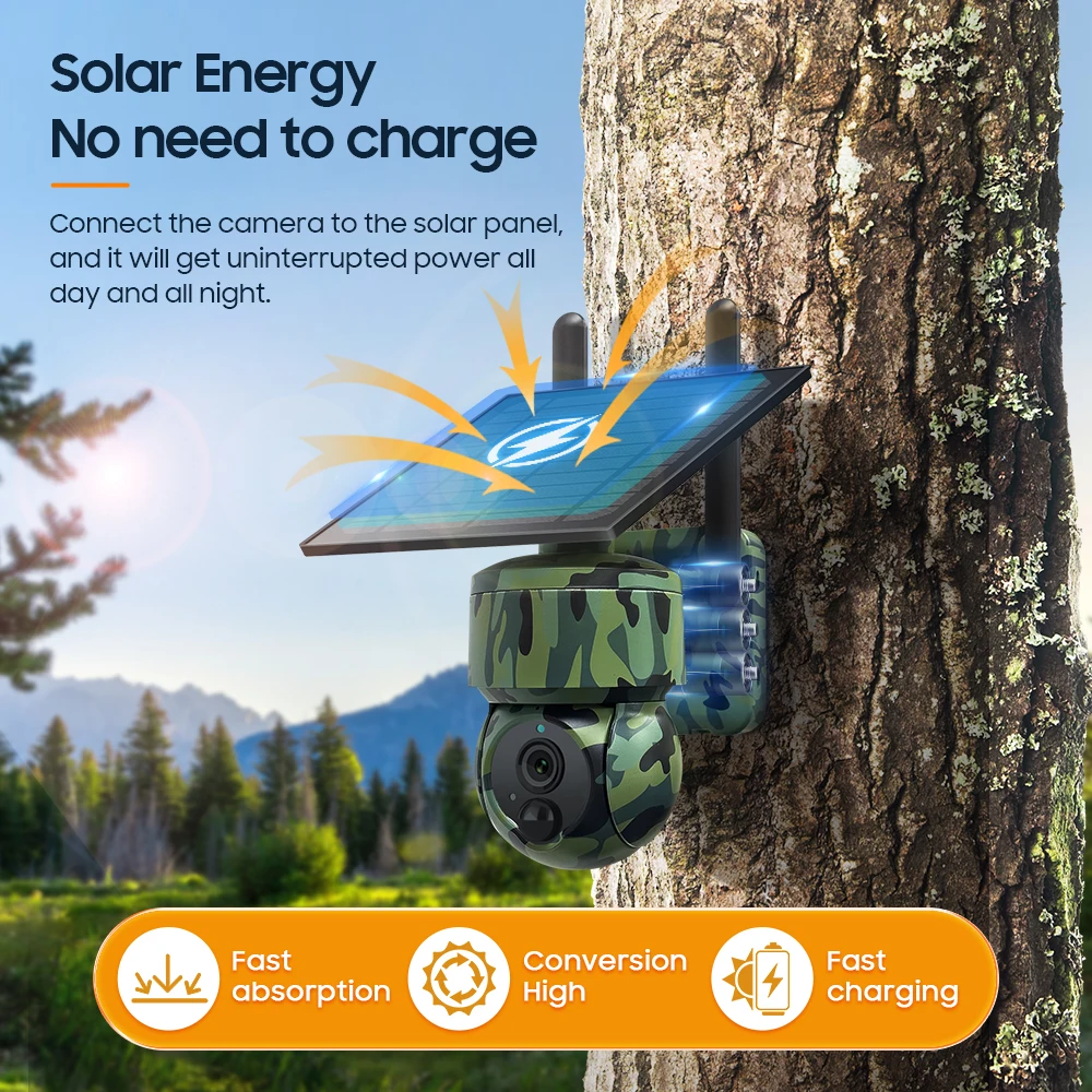 كاميرا شمسية 3MP مموهة 4G مع موقع GPS في الوقت الحقيقي رؤية ليلية مقاومة للماء لصيد الحياة البرية الغابات يدعم بطاقة SD #5