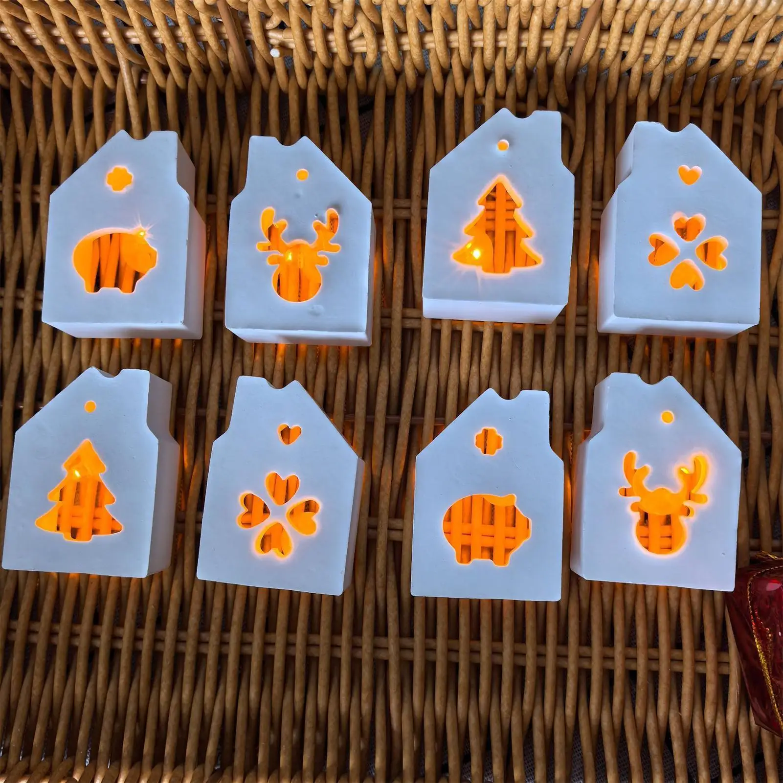 Molde de silicona para casa, molde navideño de 4 cavidades, Molde de resina Epoxy para planificadores de fiesta de yeso, profesores de arte, entusiastas de la artesanía, joyería