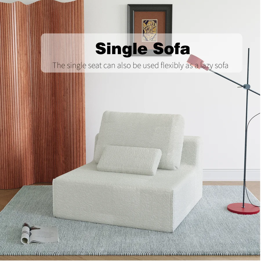 Oversized Modular Sectional Sofa, Luxury Boucle Floor Couch Set, Convertible Compressed Couch, Spacious Foam-Filled Sofa for Li