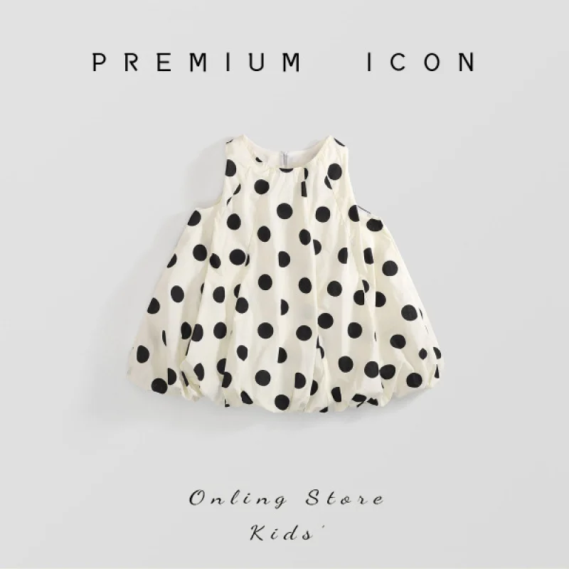 

Girls' Polka Dot Vest Dress2026New Summer Sleeveless Floral Dress for Baby Girls, Stylish Black Polka Dot Dress