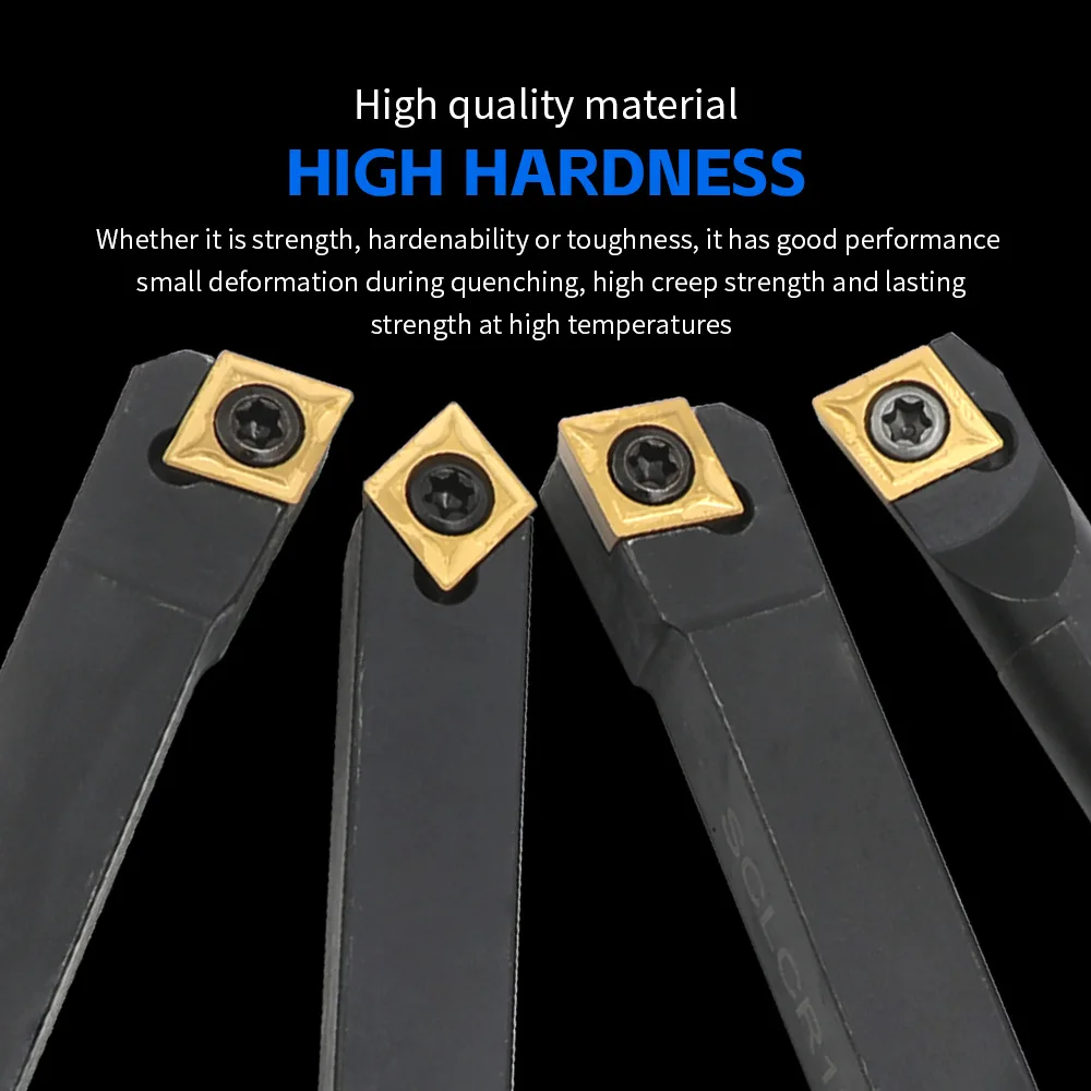 Metal Lathe Tools Boring Bar Indexable Lathe Turning Tool 4Pcs Turning Tools Holder Set with 10pcs Carbide Inserts 4Pcs Wrenches