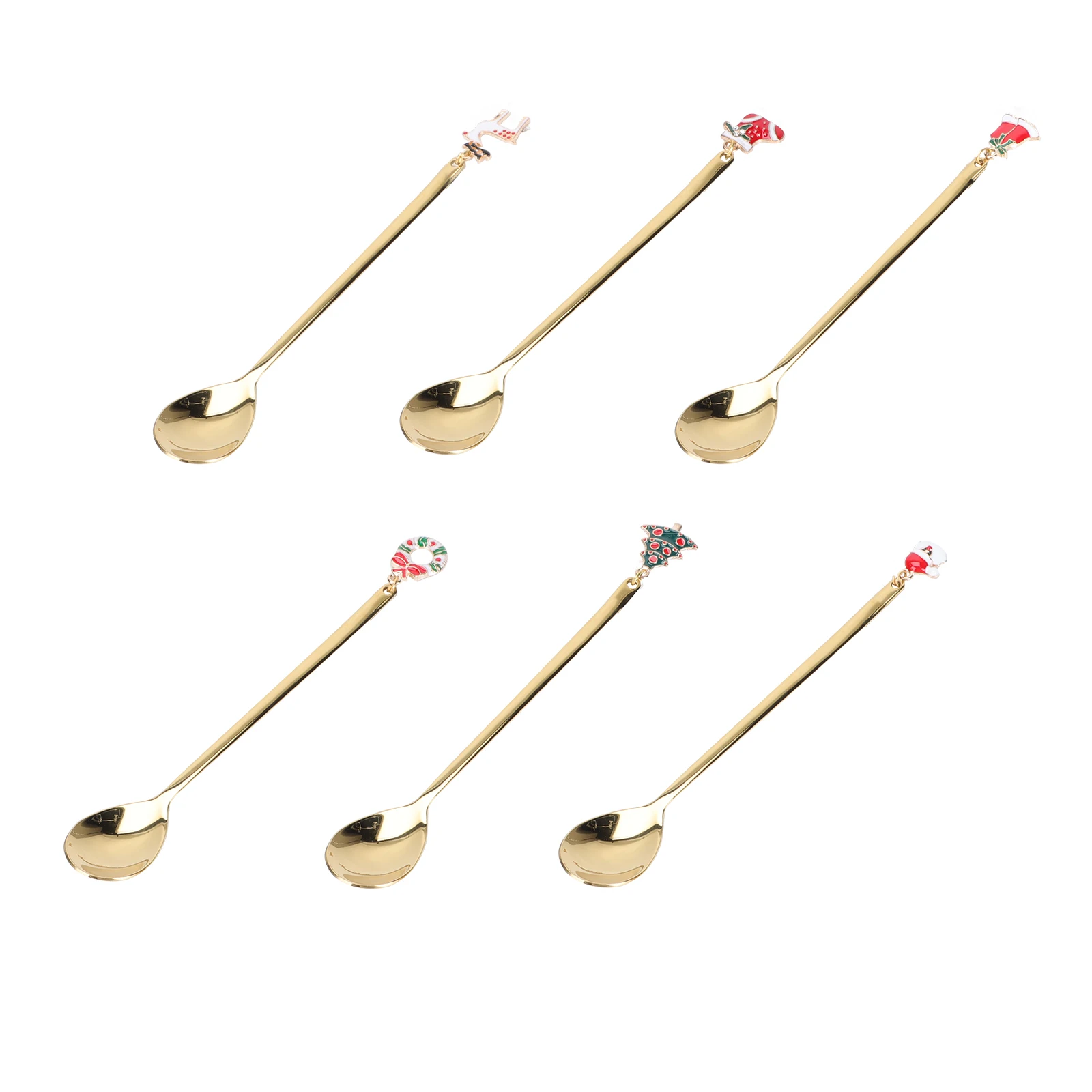 

6 PCS Stainless Steel Spoon Set Coffee Spoons for You Dessert Christmas Serving Ice Cream Scoops Decor Tea