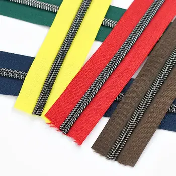 Meetee 1-10M GunBlack 5# nylonové zipy pro šití, zapínání tašek, zipy, pásky, zavazadla, plastové zipy, sady na opravu zipů na oděvy 10 nejlepší prodej zip na zavazadla - №1