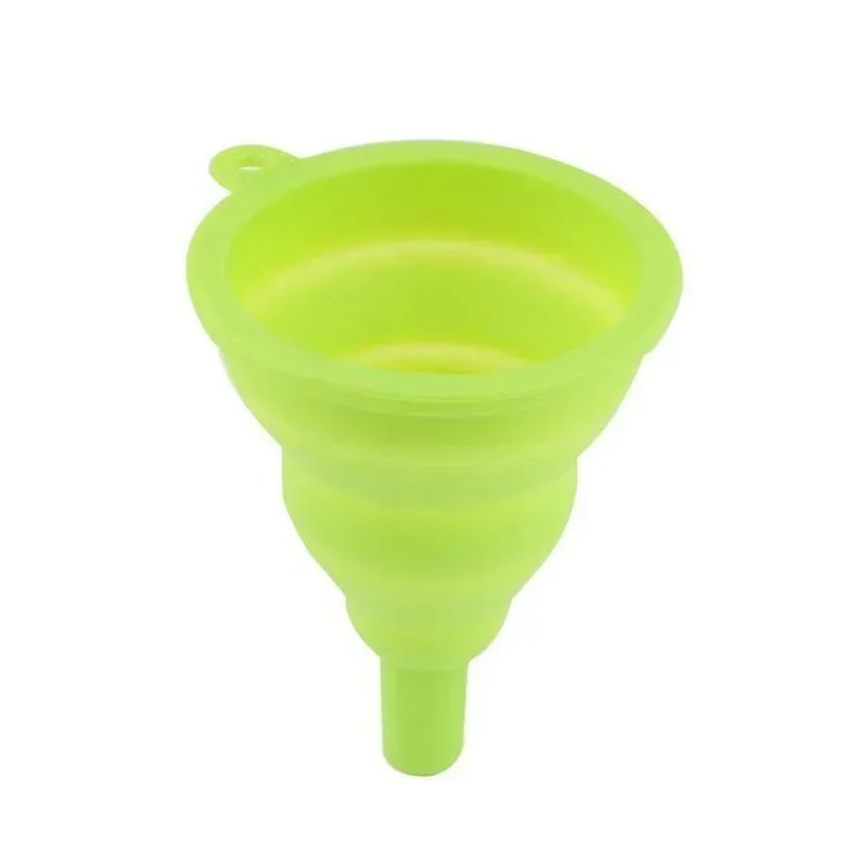 1Pc Groene Mini Siliconen Gel Opvouwbare Opvouwbare Stijl Trechter Hopper Keuken Tool