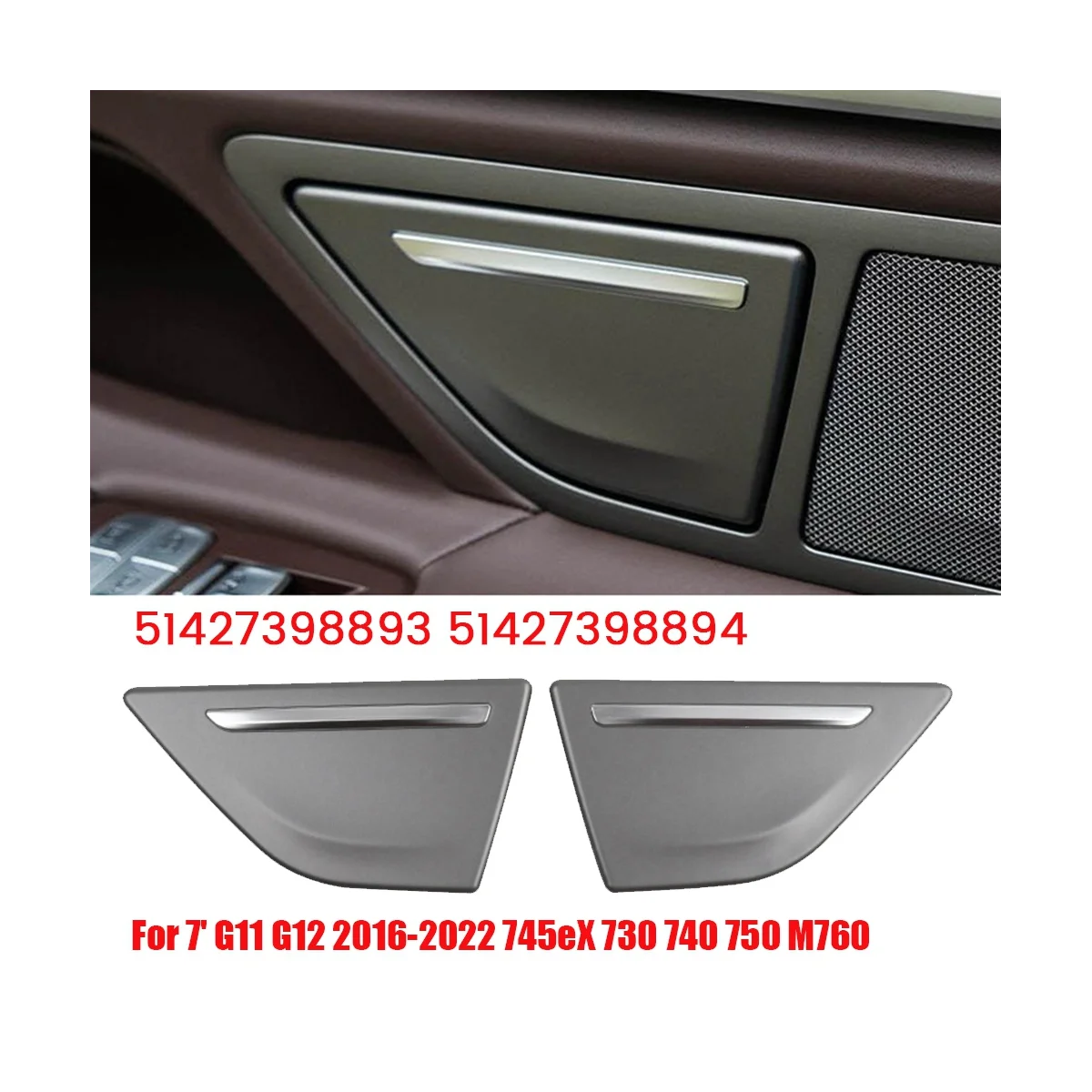 1Pair Rear Door Ashtray Trim Panel Cover 51427398893 51427398894 for BMW 7 Series G11 G12 16-22 745EX 730 740 750 M760 B