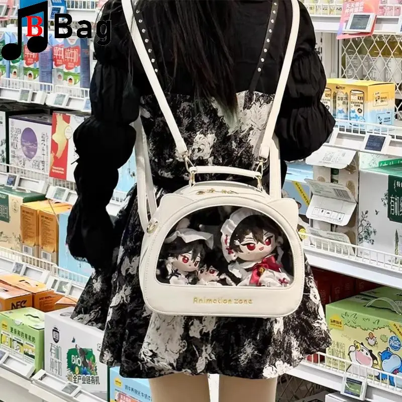 

Y2K Lolita Transparent Crossbody Ita Bag for Women Cute Daily All-Match Badge Display Bag Big Capacity Anime Badge Pin Bag