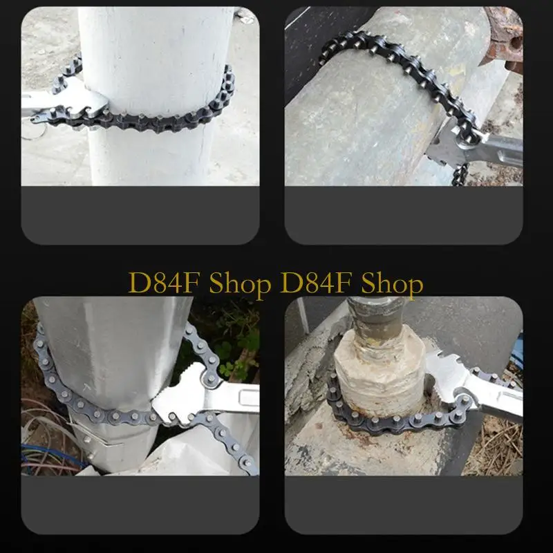 D84F Durable Adjustable Chain Belt Oil Filter Wrench Pipe Fitter Spanner Tool Secure Grip Long Lasting Nylon Belt Easy to Use
