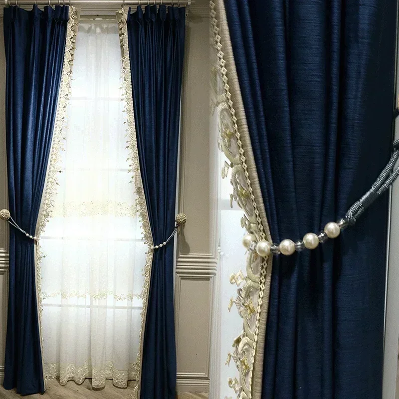 Fabric Elegant Modern Fashion Light Luxury Jane Ousi European Velvet Embossed Living Room Decor Bedroom Blackout Villa Curtains