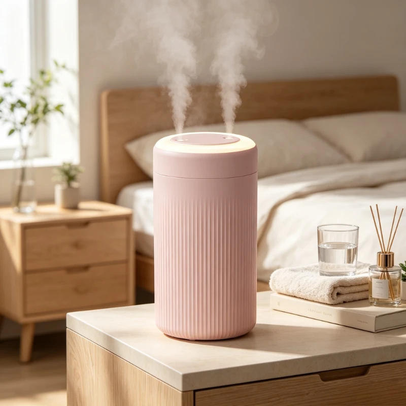Pink Plug-in 800ml Dual Mist Humidifier, Quiet USB Air Humidifier for Bedroom Office Car, Top-Fill Durable Large Capacity