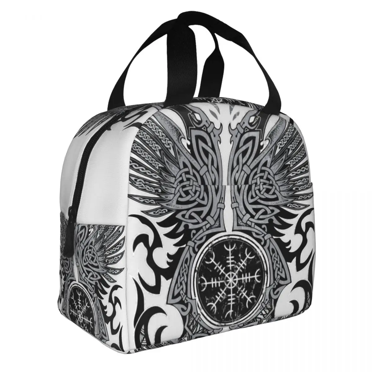 Huginn & Muninn, Odin's Ravens Lunch Bento Bags Portable Aluminum Foil thickened Thermal Cloth Lunch Bag for Women Men Boy