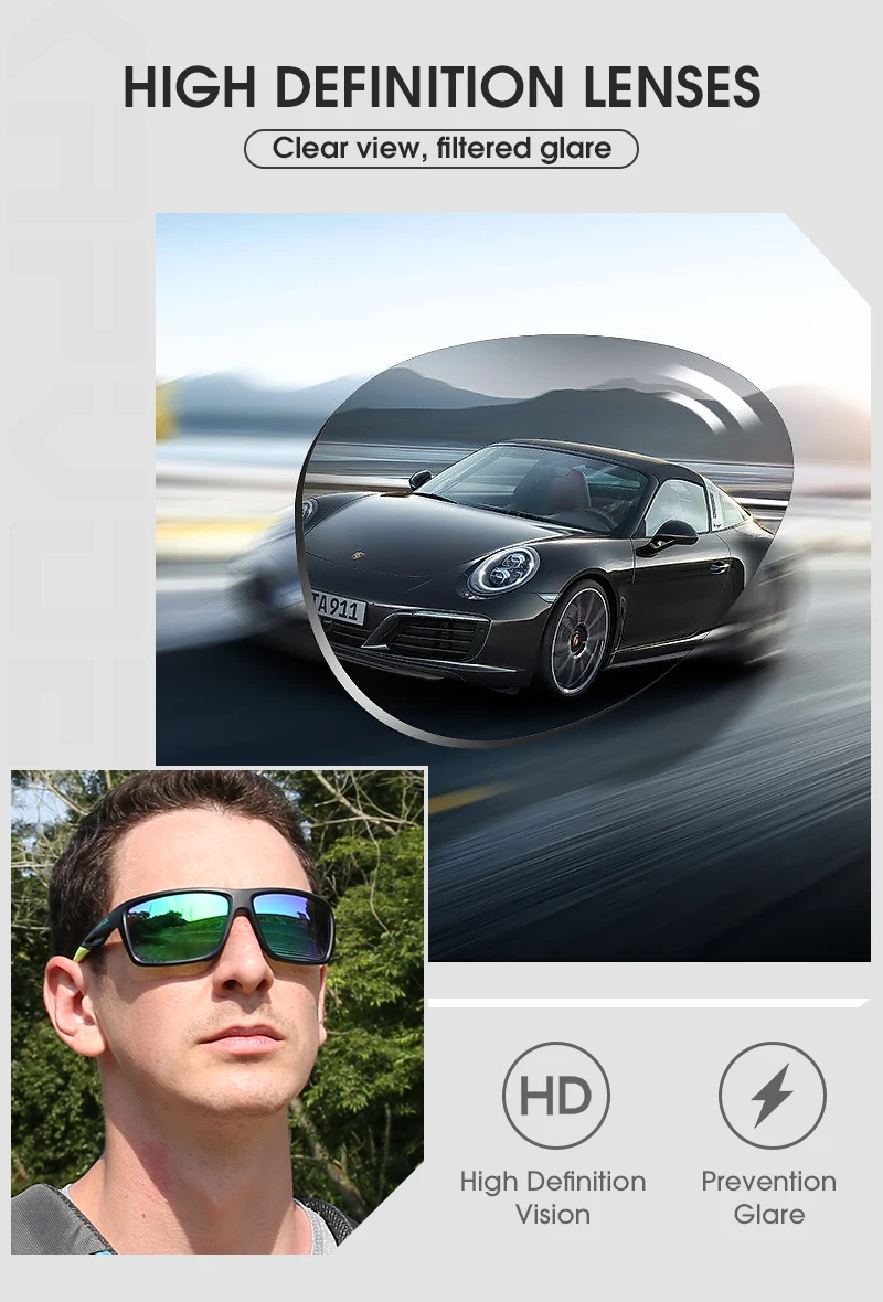 Kapvoe Polarisierte Sonnenbrille, Modische Outdoor-Sportbrille, UV400-Schutz, Camping- und Angelbrille, Wander- und Laufbrille für Männer, Radfahrbrille – Detail 11