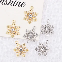 15Pcs/Lot Exquisite Alloy Set Crystal Snowflake Christmas Collection Charm Pendant Earrings Necklace Jewelry Making Accessories