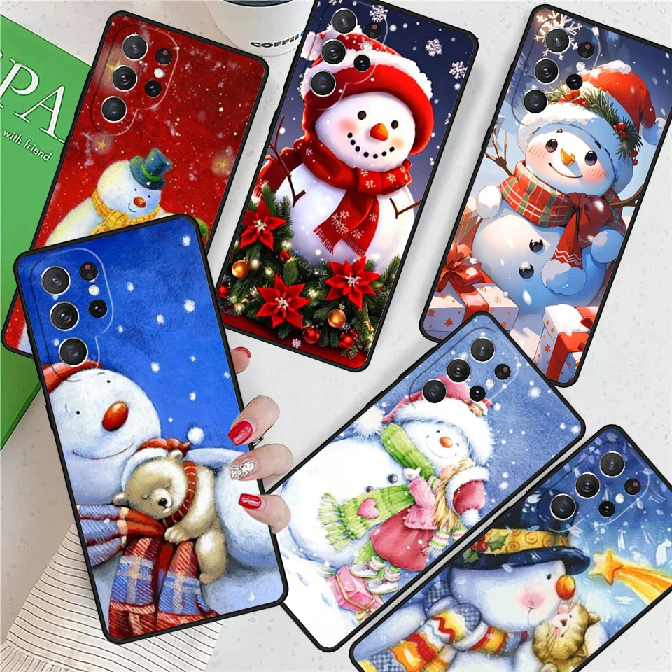 

Christmas Snowman Penguin Santa Reindeer For Samsung Galaxy S24 Ultra S21 S22 S8 S9 S10E Note 10 20 Plus FE S23 Phone case Cover