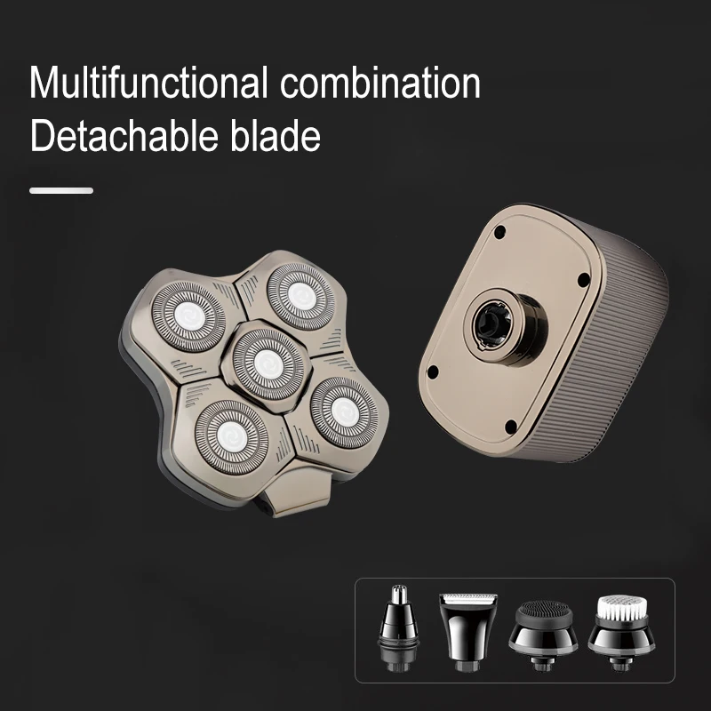ماكينة حلاقة كهربائية للرجال ماكينة تشذيب شعر اللحية 5D شفرة عائمة رئيس ماكينة حلاقة كهربائية متعددة الوظائف ماكينة حلاقة الرأس الأصلع