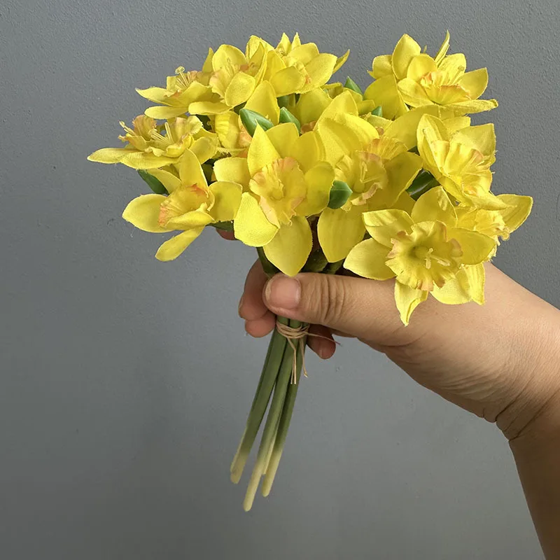 1/4/6 Stück Künstliche 5-teilige Narcissus-Blumensträuße aus Seide, Simulierte Weiße Narzissen für Wohnzimmerdekoration – Detail 22