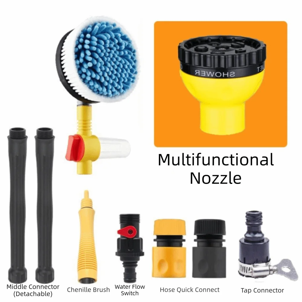 360 Degree Rotation Car Rotary Wash Brush Adjustable Length Foam Generating High Pressure Washer Portable Design