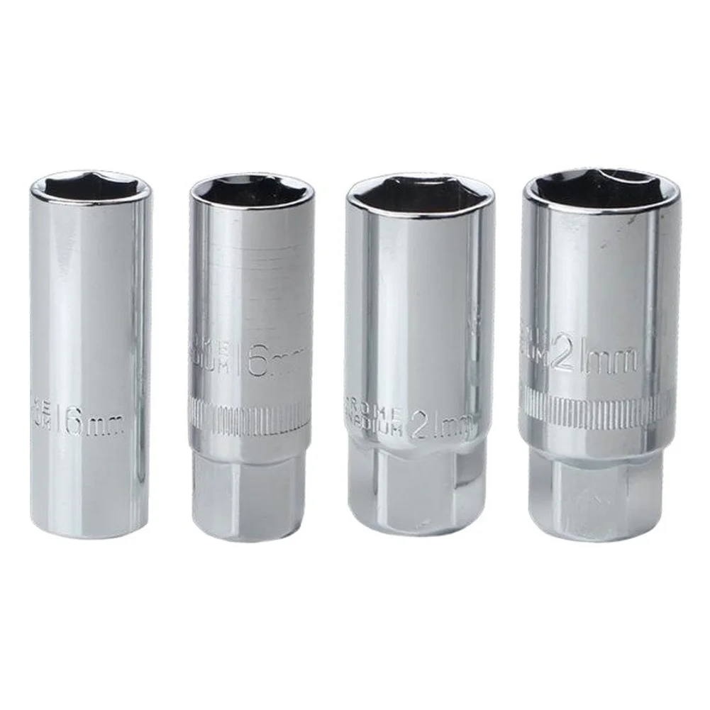 Household DIY Repair Removal Tool 4pcs 16mm/21mm Hex Interface Spark Socket 1/2 3/8 Drive Socket Magnetic Sleeve Wrench