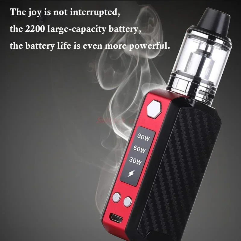 Caja de cigarrillos electrónicos Vape de 80W, Kit Mod, batería de 1800mAh, atomizador de 2,5ml, ajuste de voltaje de 30W/60W/80W, cigarrillo electrónico Shisha Ecig